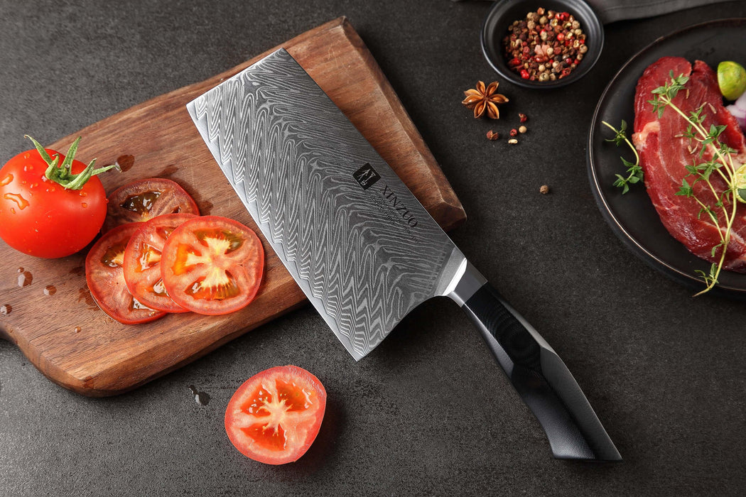 Xinzuo B32 Feng Japanese Style Cleaver Knife 67 Layers Damascus Steel Wickedly Sharp - The Bamboo Guy