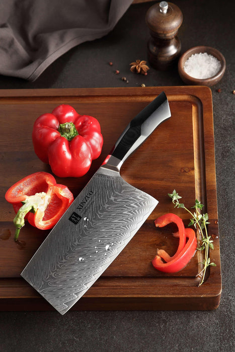 Xinzuo B32 Feng Japanese Style Cleaver Knife 67 Layers Damascus Steel Wickedly Sharp - The Bamboo Guy