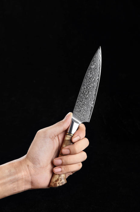 Hezhen B30 Forged Damascus Stainless Steel Kitchen Japanese style Utility Knife - The Bamboo Guy