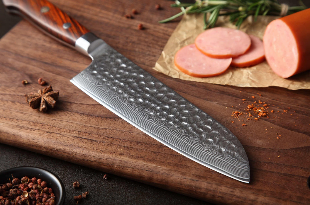 Xinzuo B9 Santoku Knife Japanese Style 67 Layers Damascus Steel Rosewood Handle - The Bamboo Guy