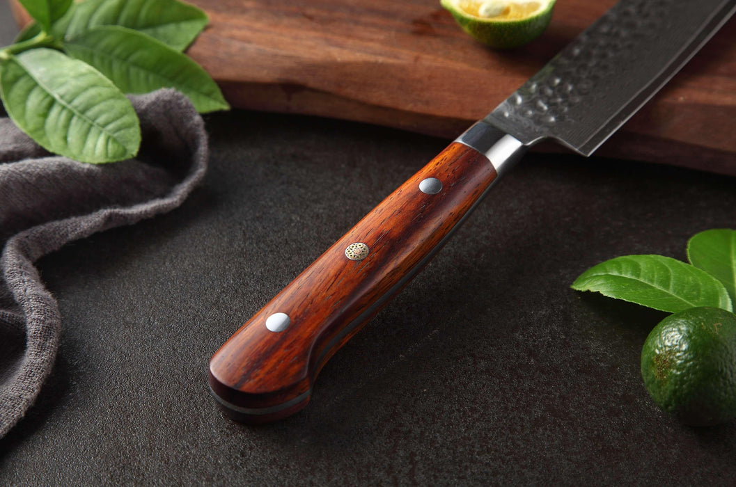 Xinzuo B9 Utility Knife Japanese Style 67 Layers Damascus Steel Rosewood Handle - The Bamboo Guy