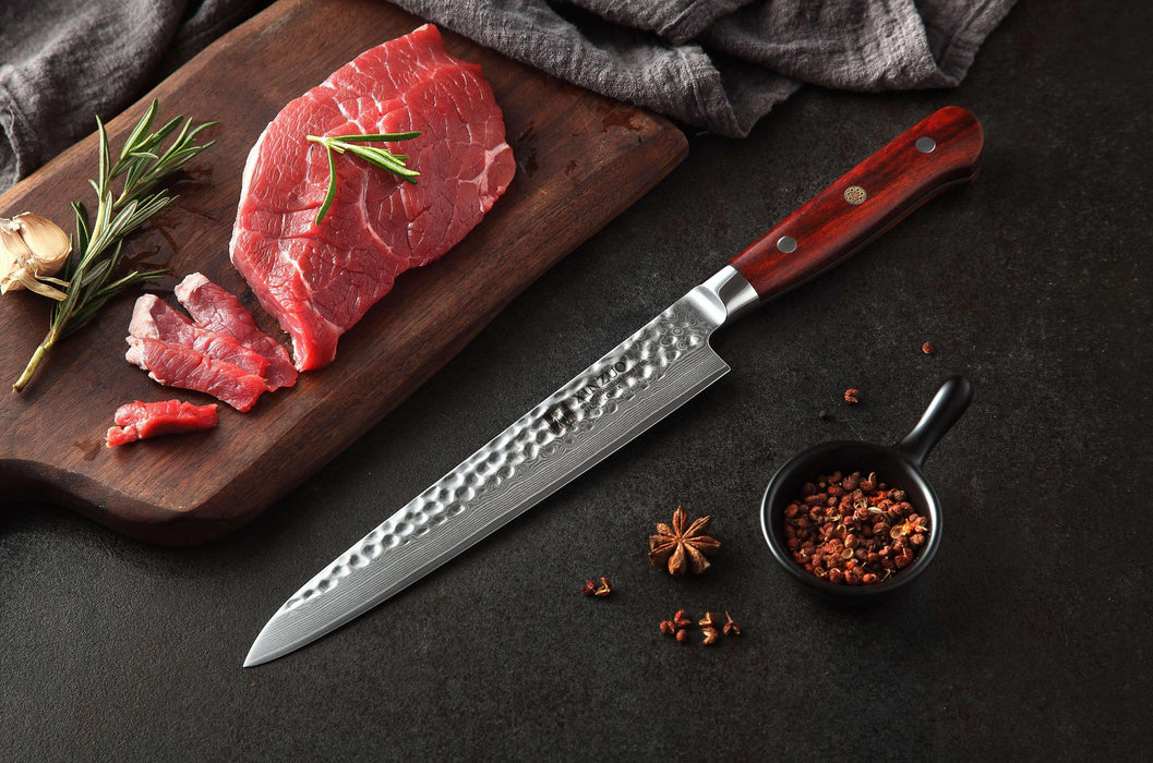 Xinzuo B9 Carving Knife Japanese Style 67 Layers Damascus Steel Rosewood Handle - The Bamboo Guy
