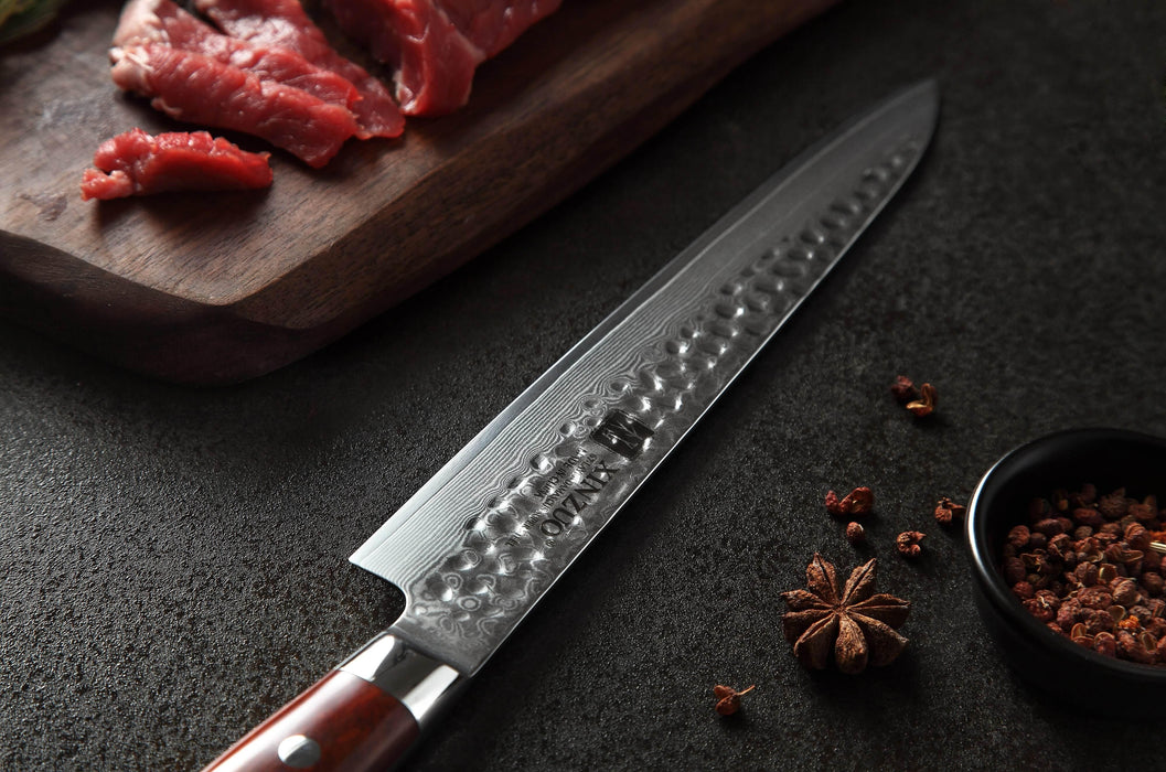 Xinzuo B9 Carving Knife Japanese Style 67 Layers Damascus Steel Rosewood Handle - The Bamboo Guy