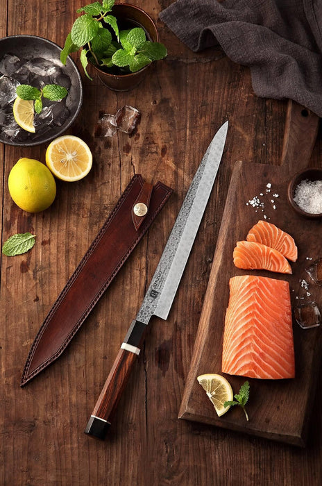 Butchery Damascus - Cuchillo japonés Sashimi – Cuchillo de cocina  profesional de 10 pulgadas, cuchillos Sashimi japoneses de acero inoxidable  con