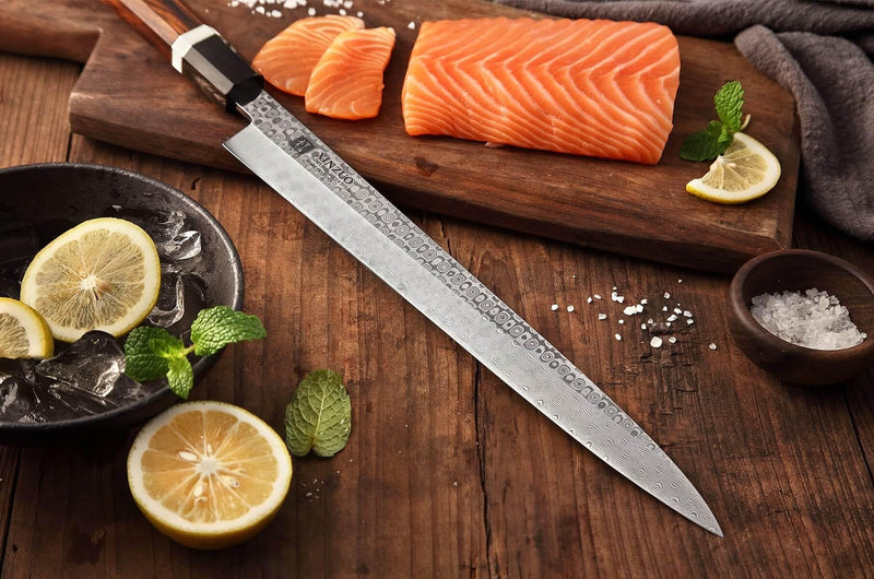 270mm High Carbon Japanese Full Damascus Desert Ironwood Handle Sashimi Kitchen Knife