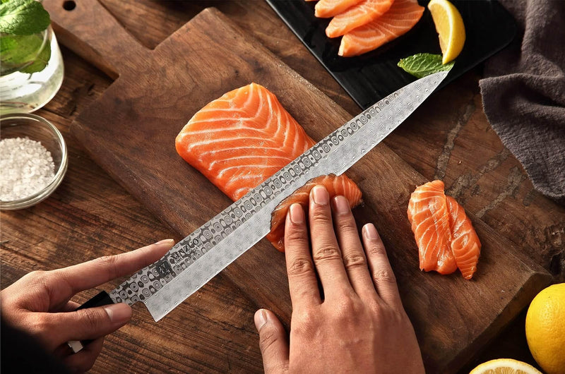 270mm High Carbon Japanese Full Damascus Desert Ironwood Handle Sashimi Kitchen Knife