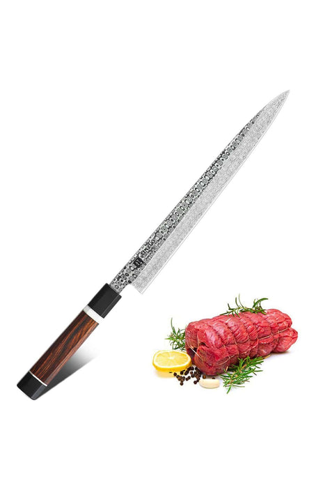 270mm High Carbon Japanese Full Damascus Desert Ironwood Handle Sashimi Kitchen Knife - The Bamboo Guy
