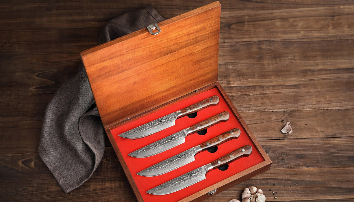 TBG9 Set Of 4, 67 Layer Japanese Damascus Stainless Steel Steak Knives –  The Bamboo Guy