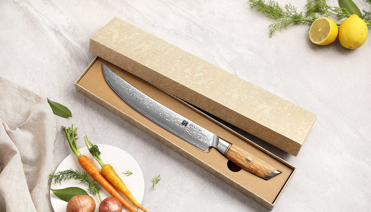 Xinxuo B37 Japanese Damascus 73 Layers Powder Steel Kitchen Carving Knife - The Bamboo Guy