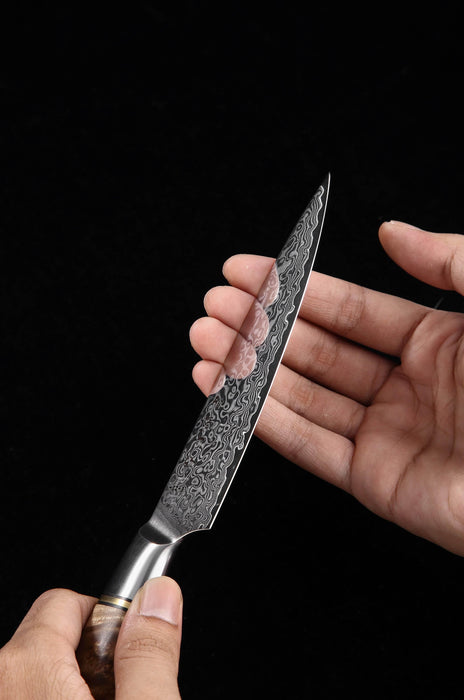 Hezhen B30 Forged Damascus Stainless Steel Kitchen Japanese style Utility Knife - The Bamboo Guy