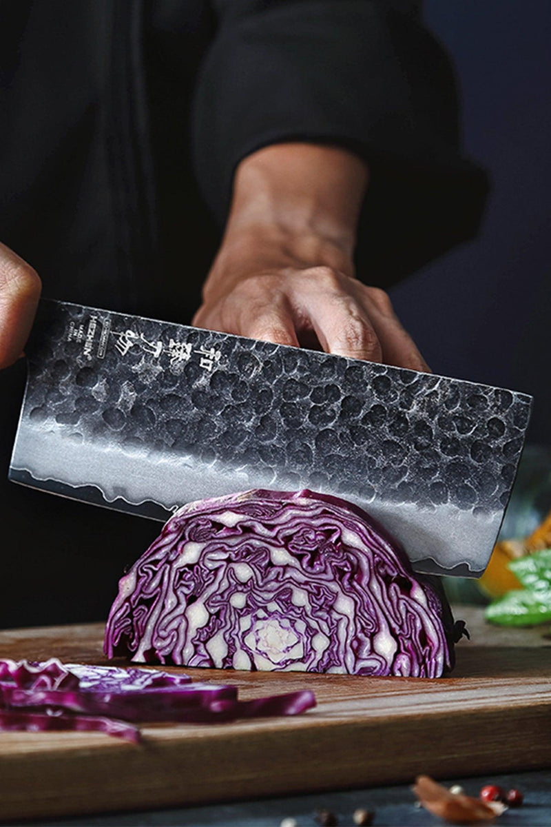 XINZUO PM8S Damascus Forged Nakiri Cleaver Knife