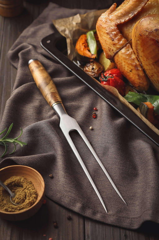 WEQUALITY Carving Knife and Fork Set with Bamboo Handles,Thanksgiving Meat Turkey Carving Set,Premium Molybdenum Vanadium Steel Meat Slicing Knife