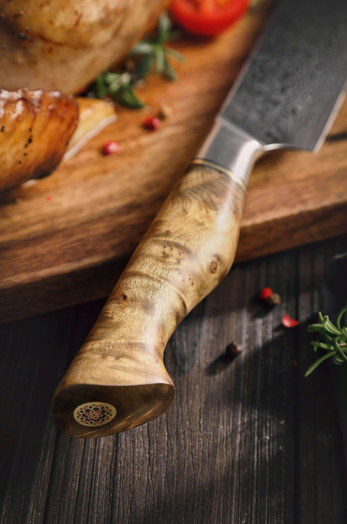 Hezhen B30 Forged Damascus Stainless Steel Kitchen Japanese style Carving Knife