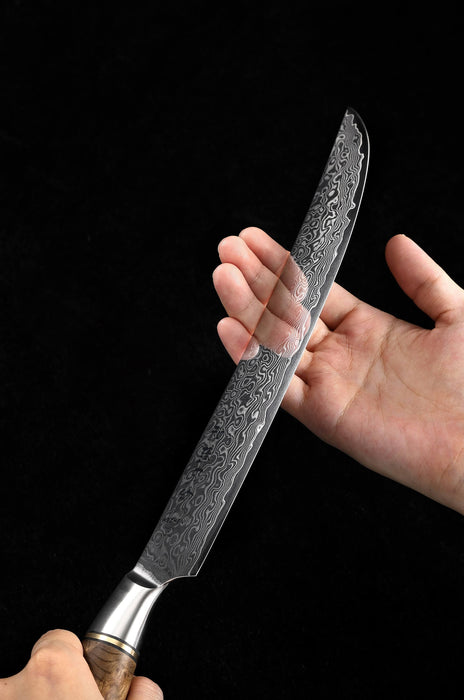 Hezhen B30 Forged Damascus Stainless Steel Kitchen Japanese style Carving Knife - The Bamboo Guy